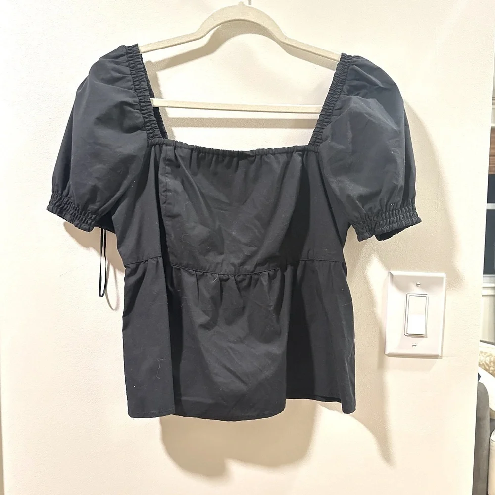 Abercrombie black Smocked babydoll top - Picture 3 of 4